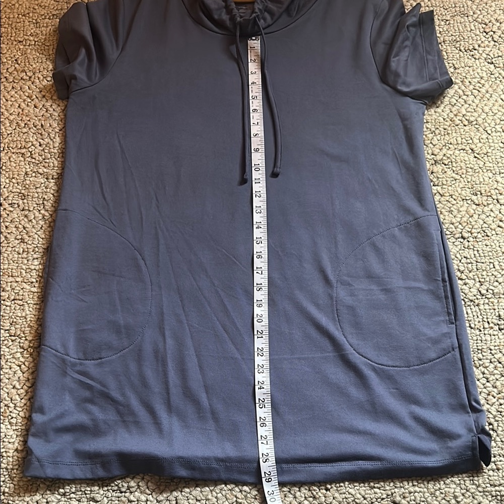 HUE Blue/Gray Short Sleeve Cowl-Neck Tunic Dress - Picture 7 of 7